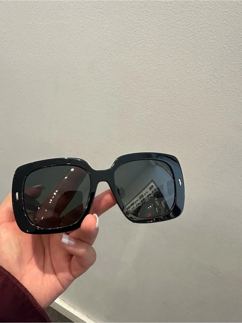 Tory Burch Black Square Oversized Sunglasses with Logo Temples